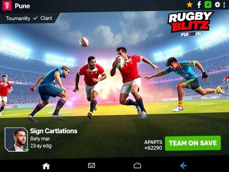 Pune Rugby Blitz gameplay screenshot showing intense rugby action